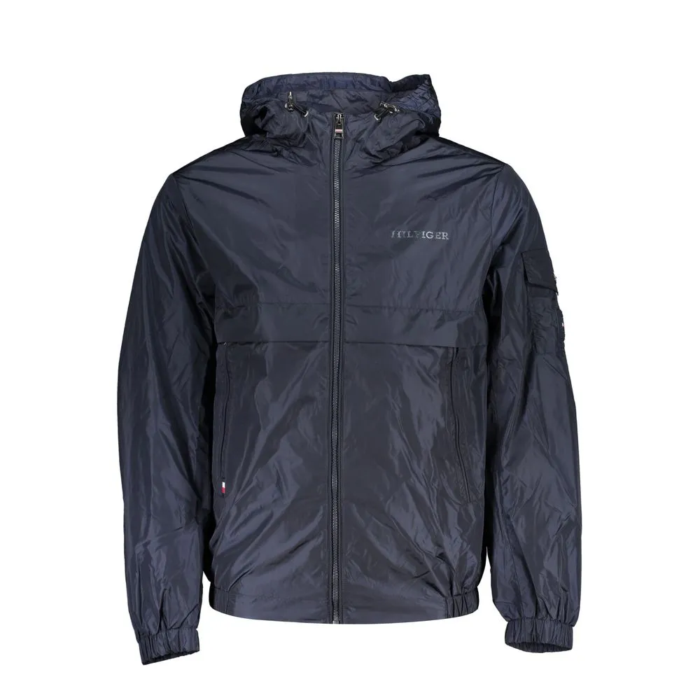 Tommy Hilfiger Men's Chic Blue Hooded Sports Jacket with Contrast Details