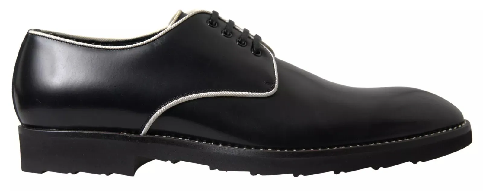Dolce & Gabbana Men's Black White Leather Formal Dress Shoes