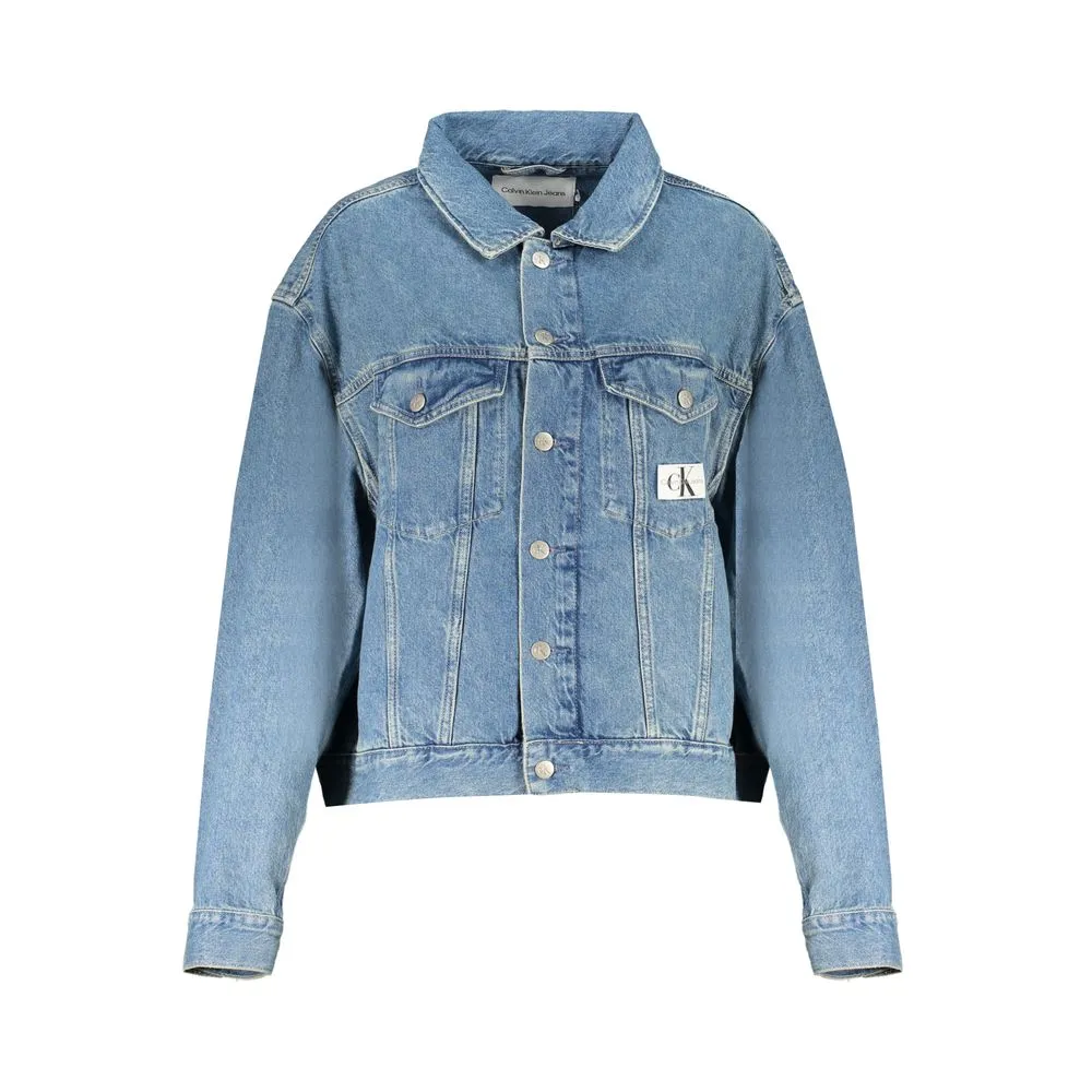Calvin Klein Women's Light Blue Cotton Jackets & Coat
