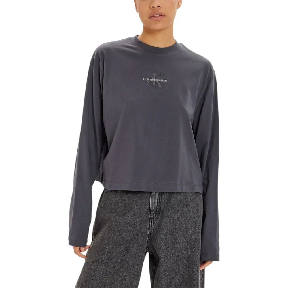 Calvin Klein Jeans Women's Gray Cotton Tops & T-Shirt