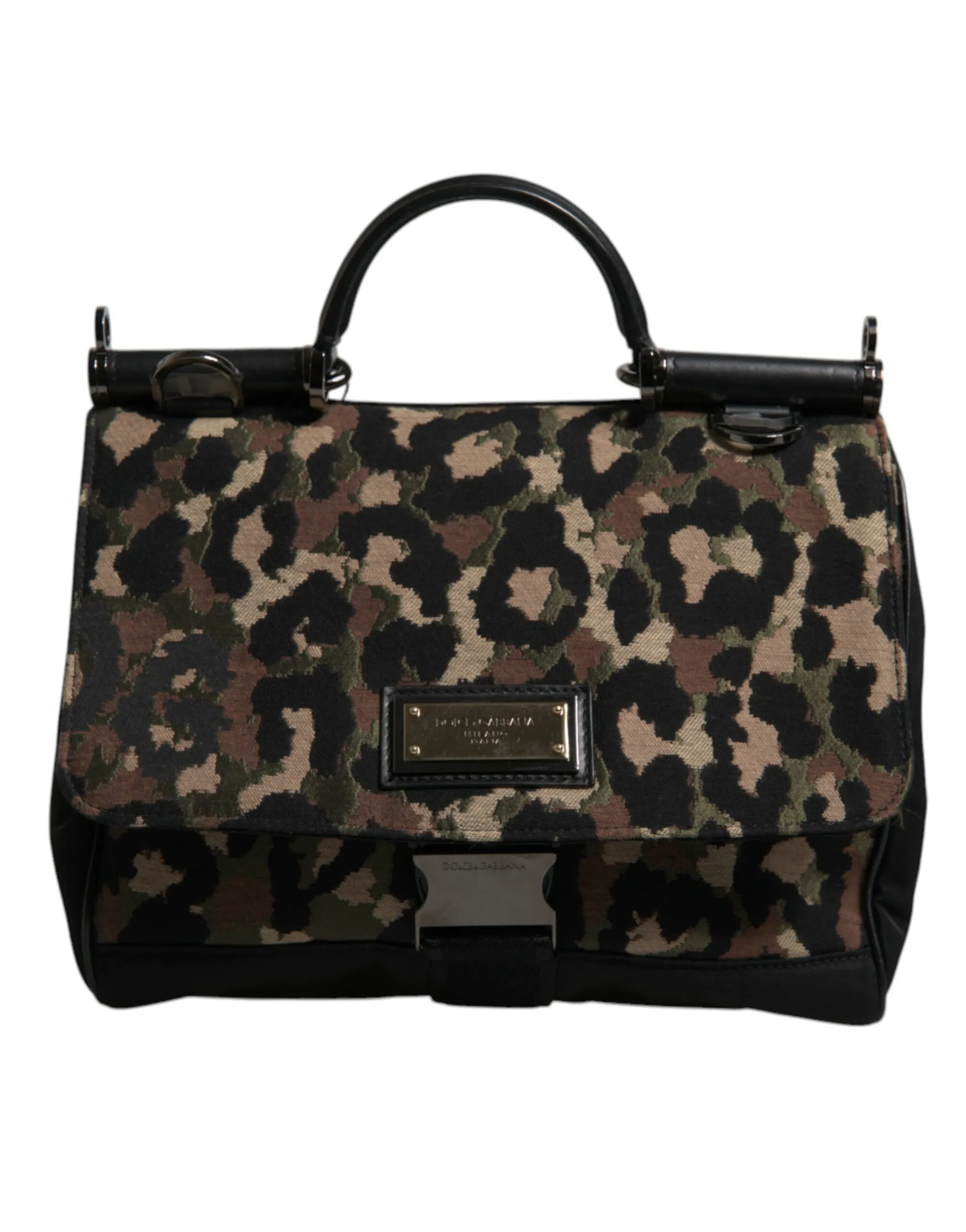 Dolce & Gabbana Women's Brown Leopard Print Lacquard Nylon Sicily Tote Bag