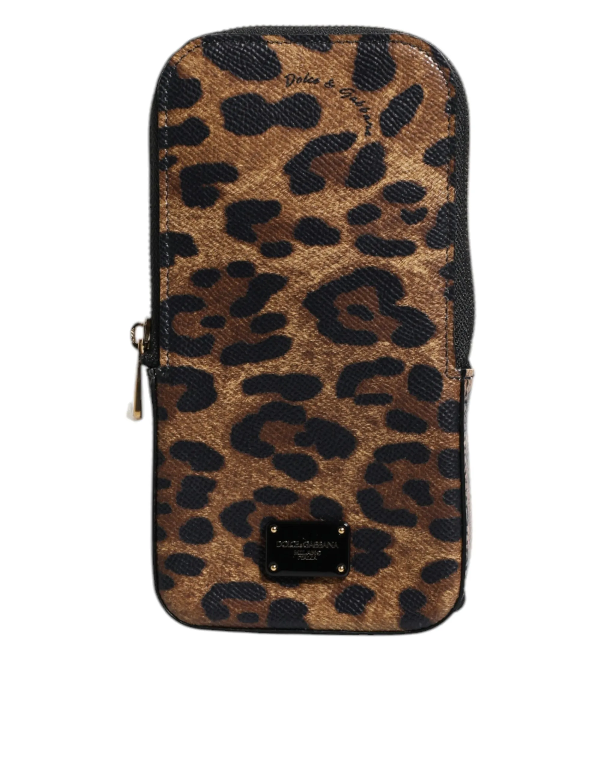 Dolce & Gabbana Women's Brown Leopard Print Dauphine Leather Zip Around Wallet
