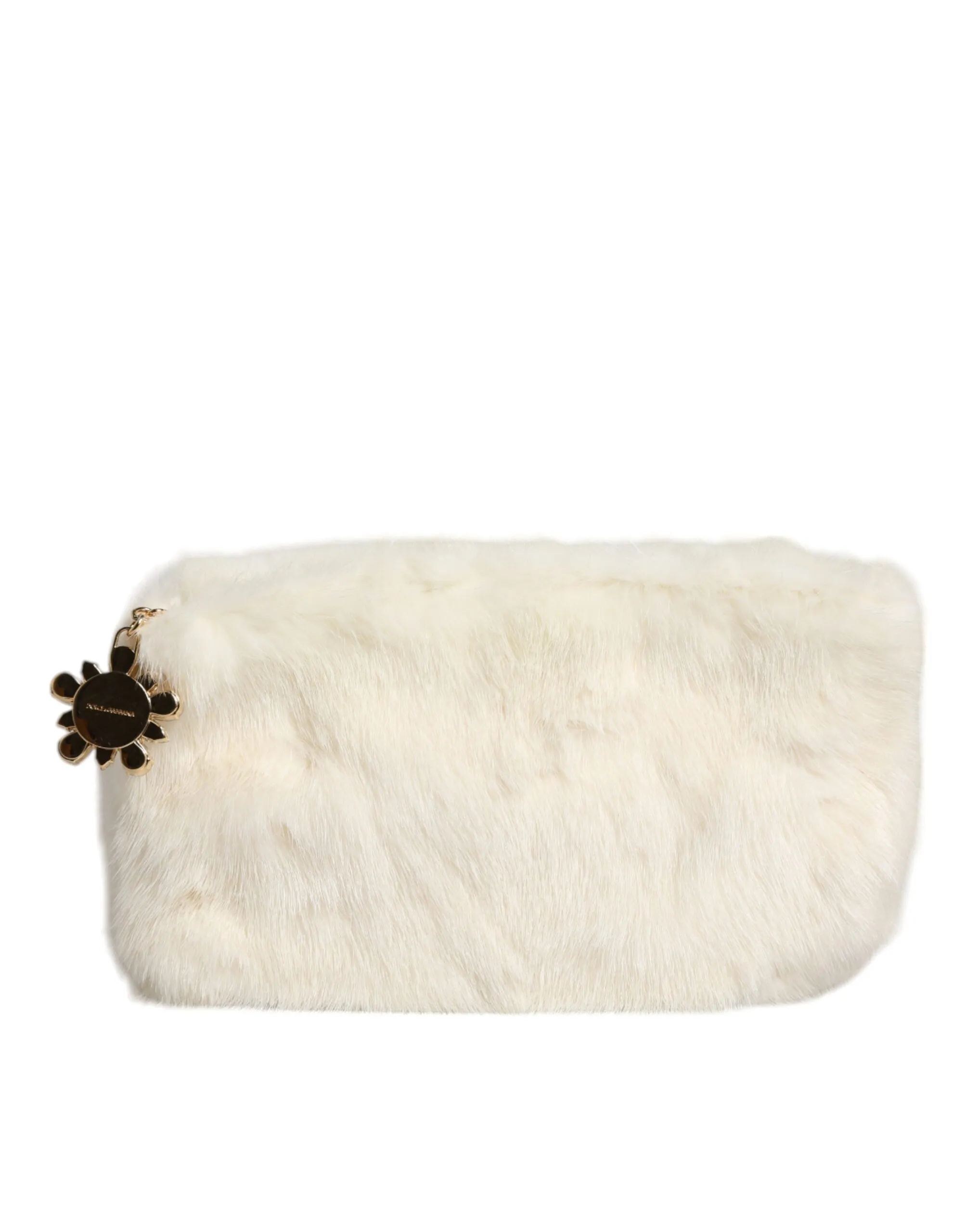 Dolce & Gabbana Women's White Fur Handbag Clutch Purse Pouch Bag