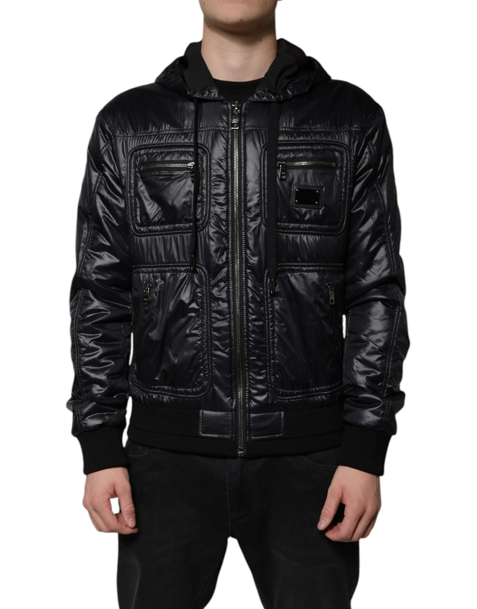 Dolce & Gabbana Men's Black Nylon Hooded Full Zip Blouson Jacket