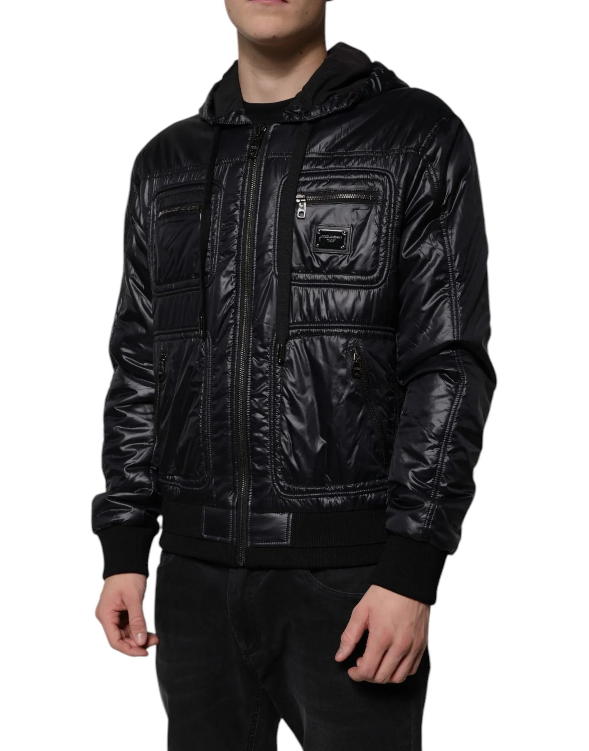 Dolce & Gabbana Men's Black Nylon Hooded Full Zip Blouson Jacket