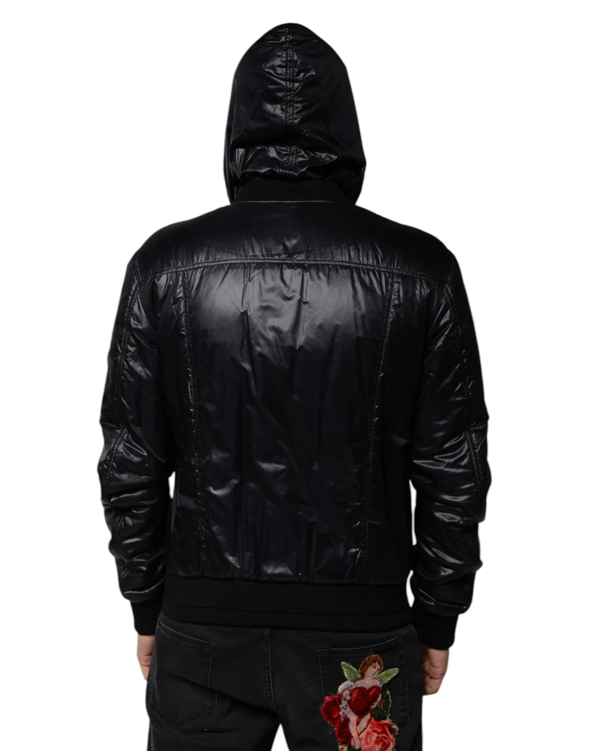 Dolce & Gabbana Men's Black Nylon Hooded Full Zip Blouson Jacket