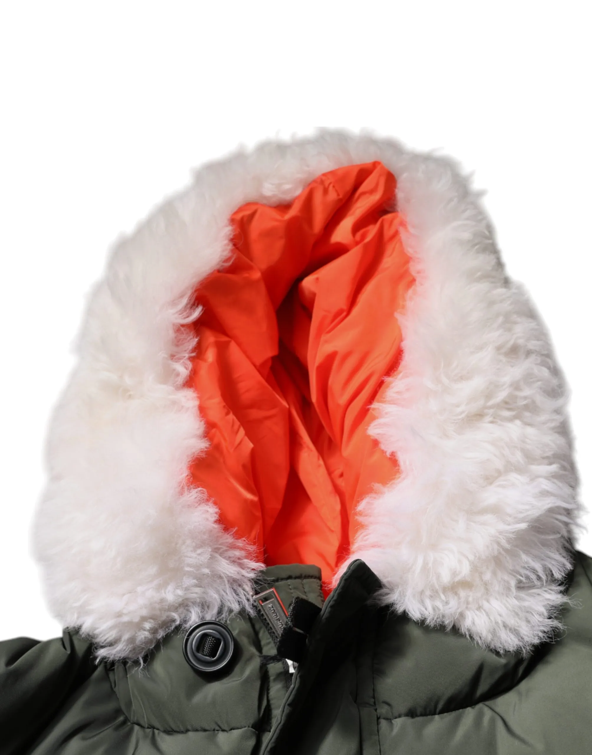 Dsquared² Men's Green Hooded Long Sleeves Fur Shearling Jacket