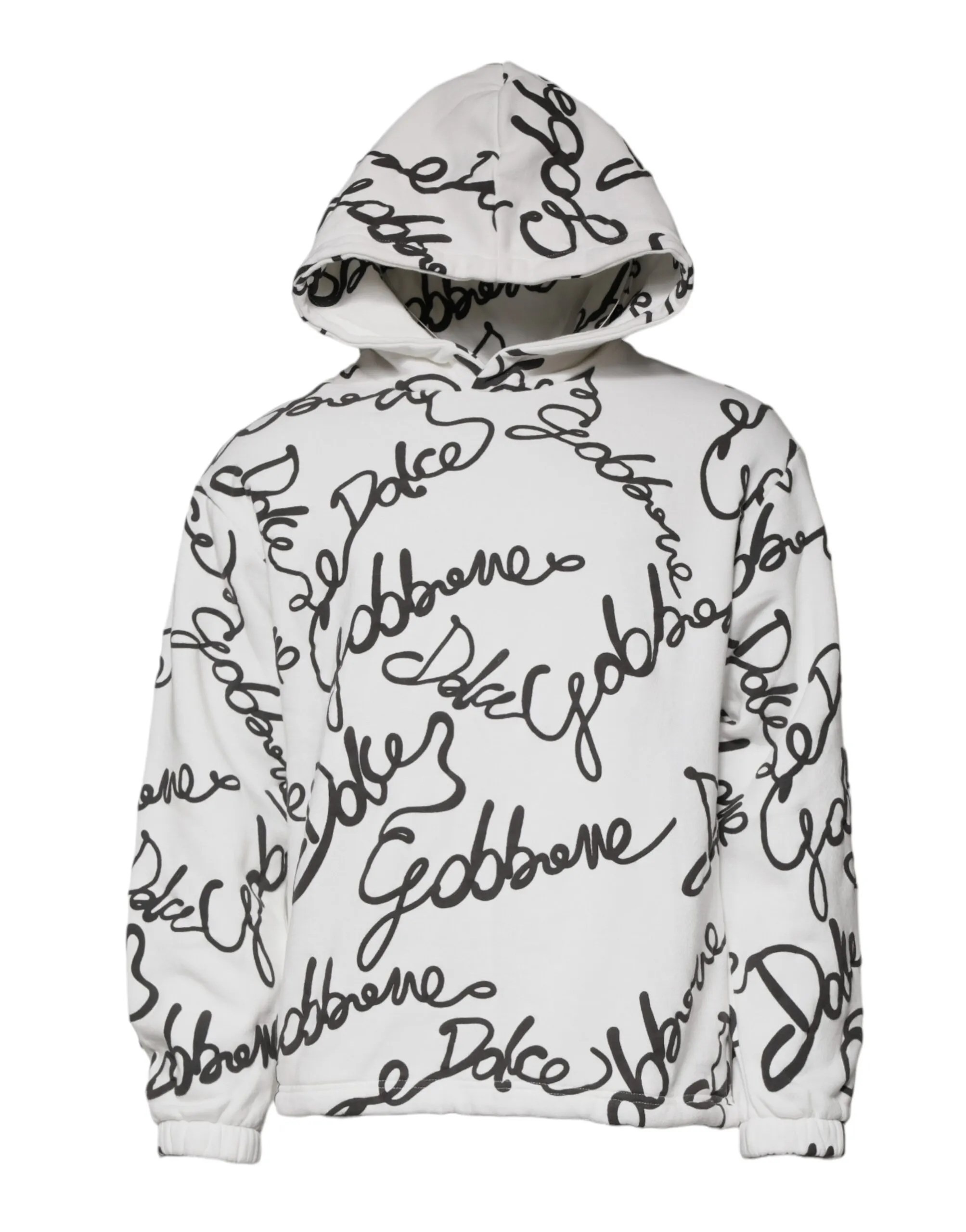 Dolce & Gabbana Men's White Logo Cotton Hooded Sweatshirt Sweater