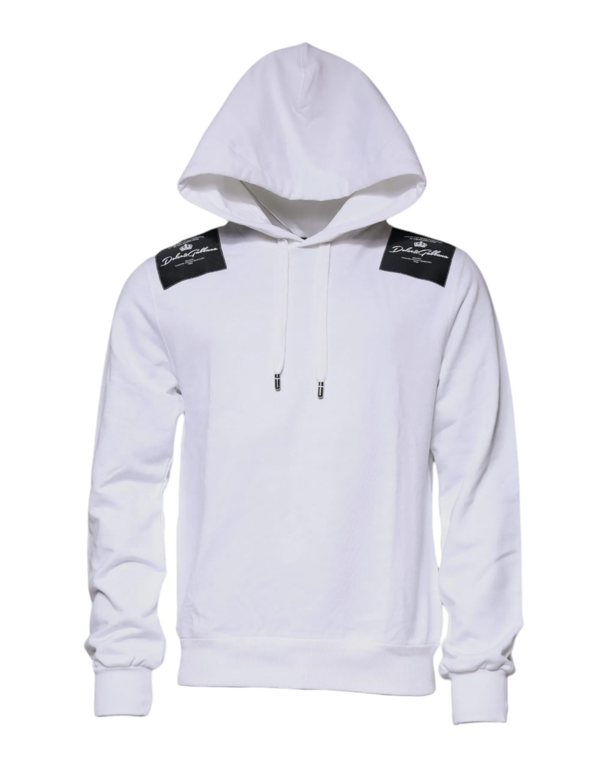 Dolce & Gabbana Men's White Logo Cotton Hooded Sweatshirt Sweater