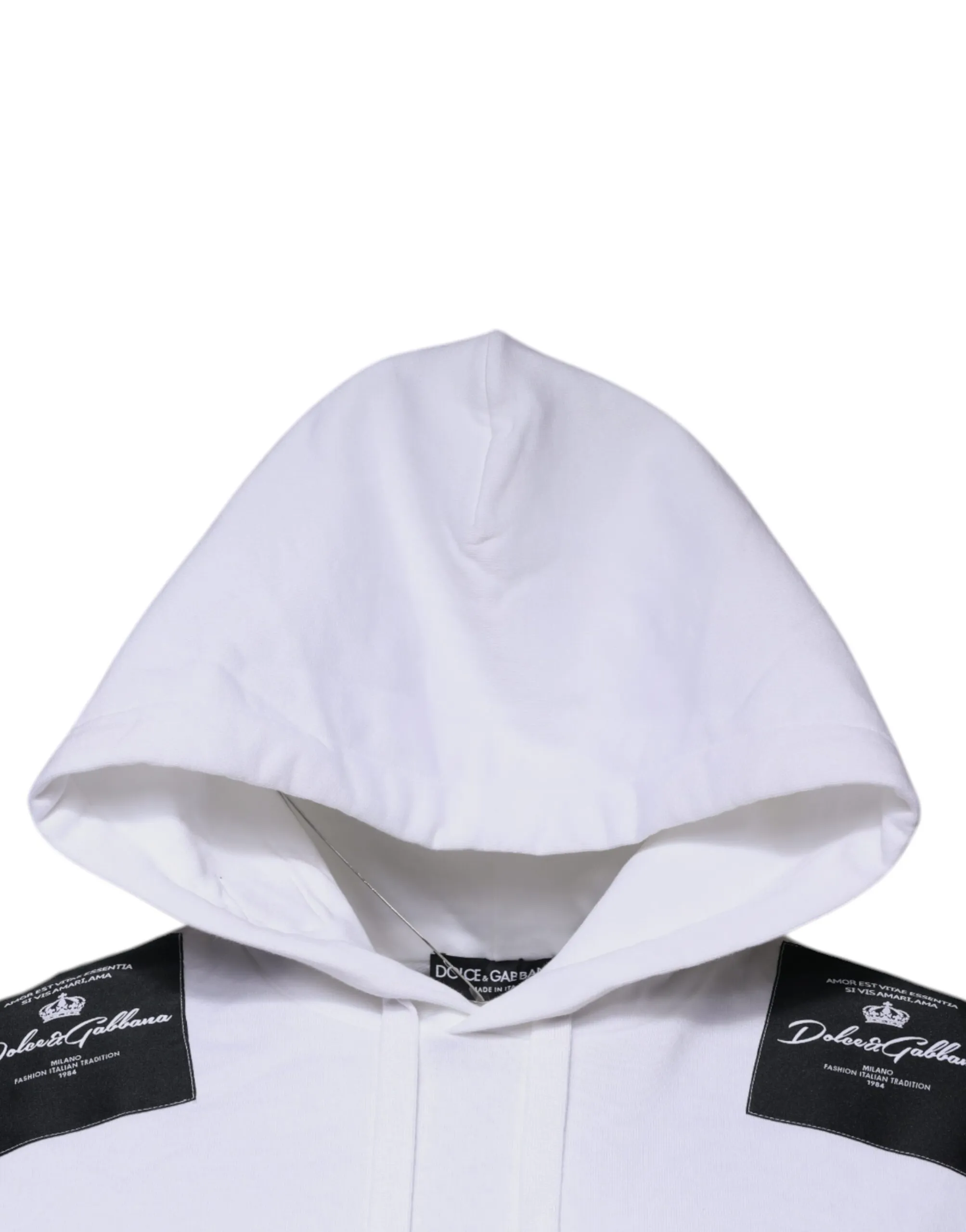Dolce & Gabbana Men's White Logo Cotton Hooded Sweatshirt Sweater