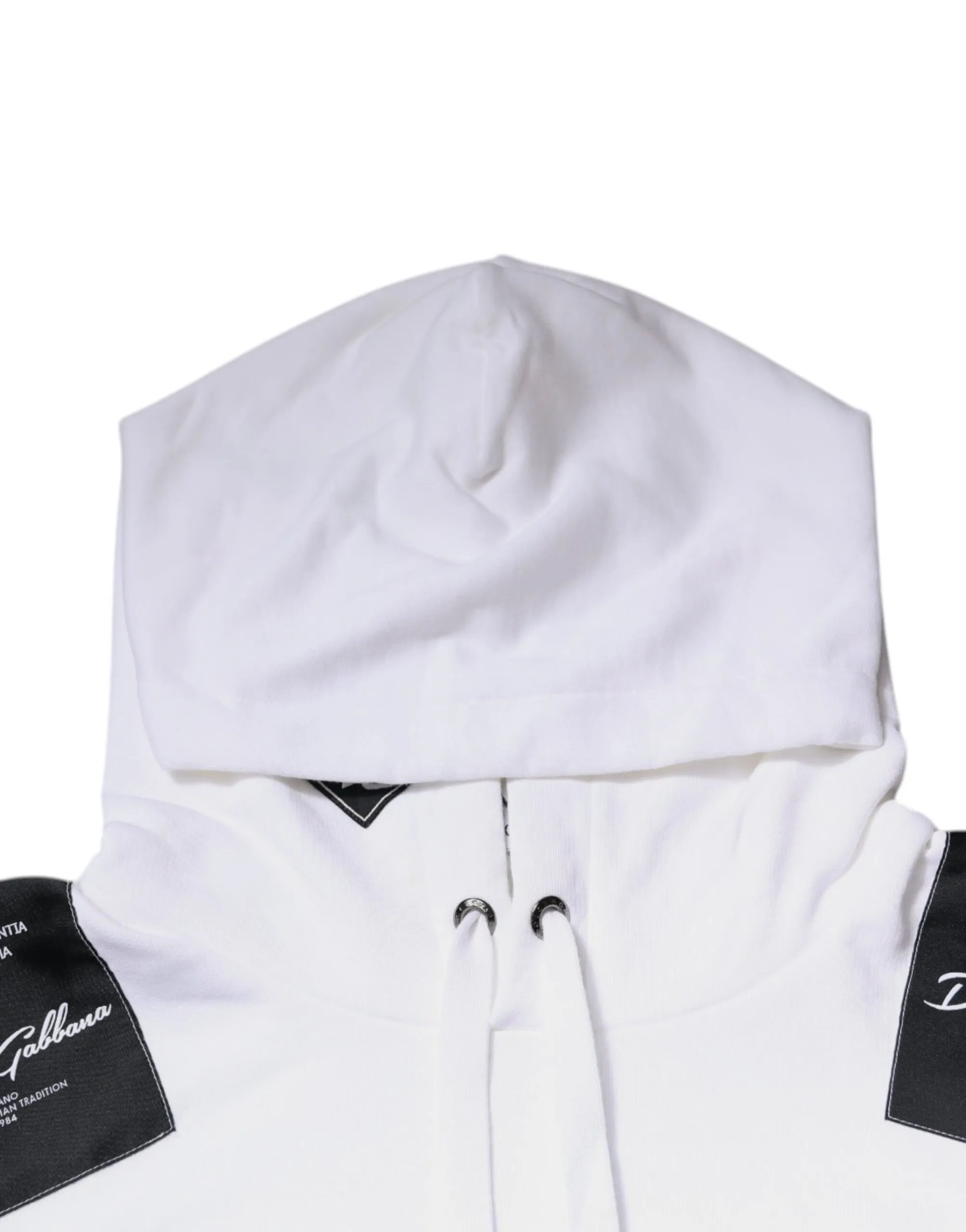 Dolce & Gabbana Men's White Logo Cotton Hooded Sweatshirt Sweater