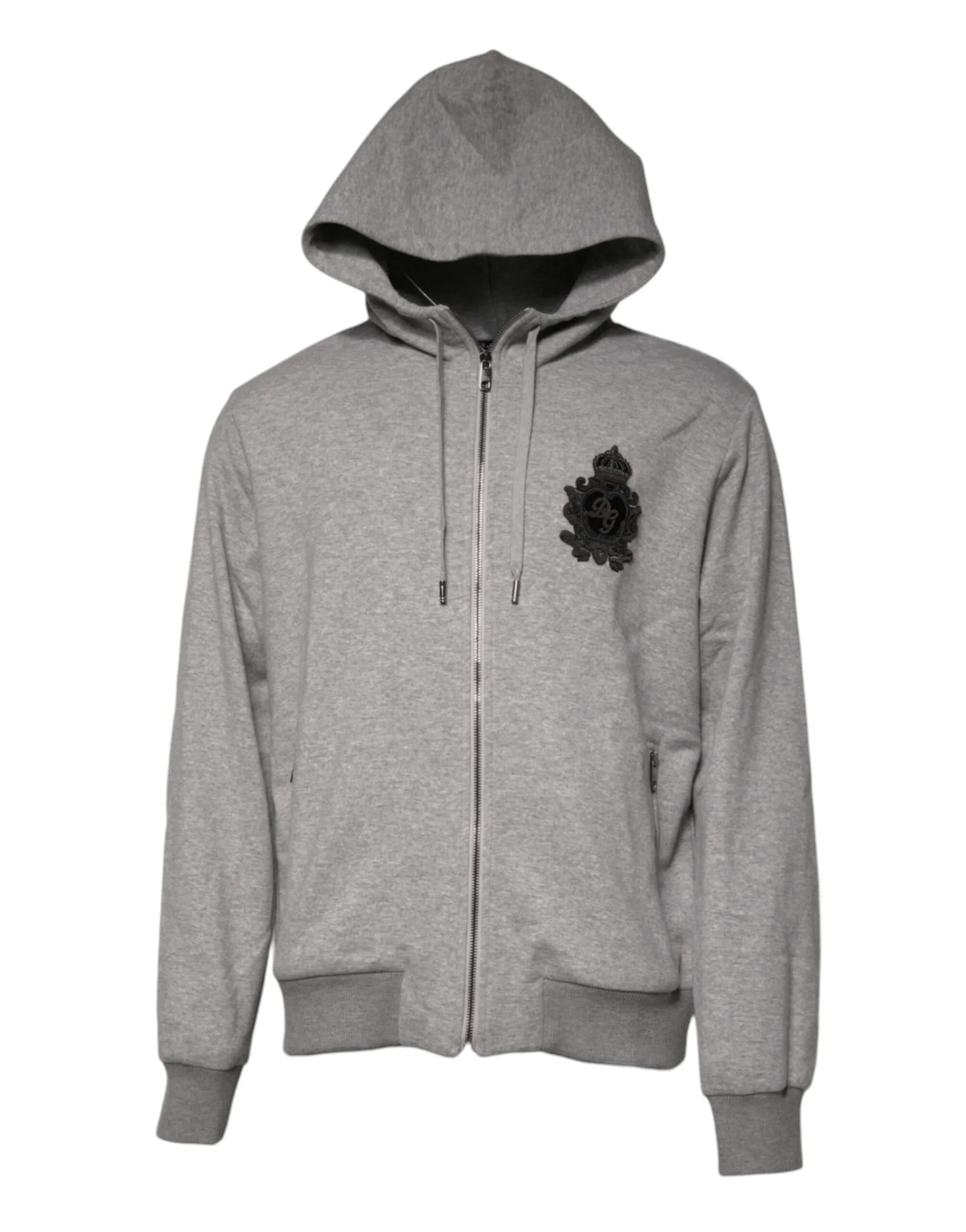 Dolce & Gabbana Men's Gray Logo Full Zip Hooded Sweatshirt Sweater