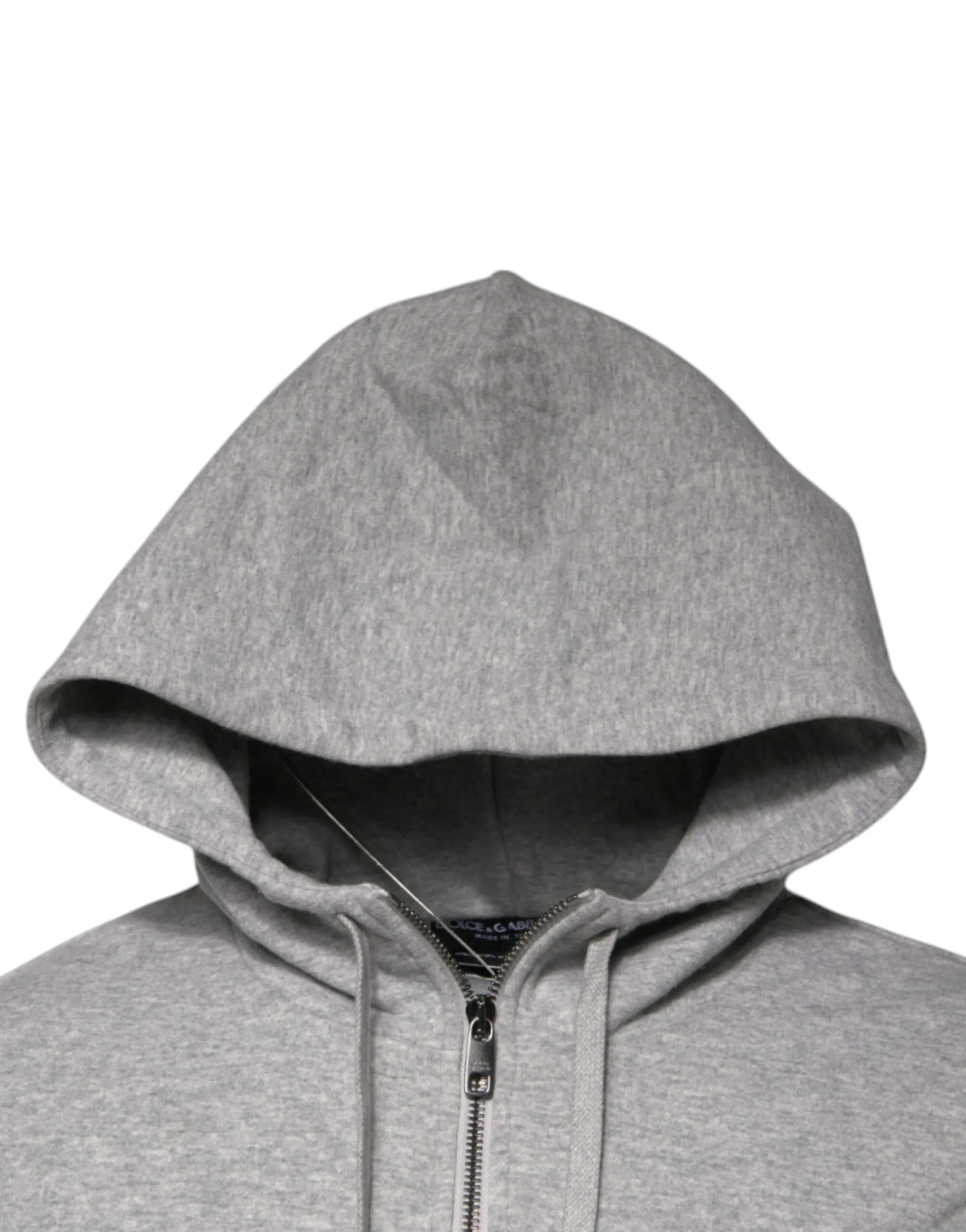 Dolce & Gabbana Men's Gray Logo Full Zip Hooded Sweatshirt Sweater