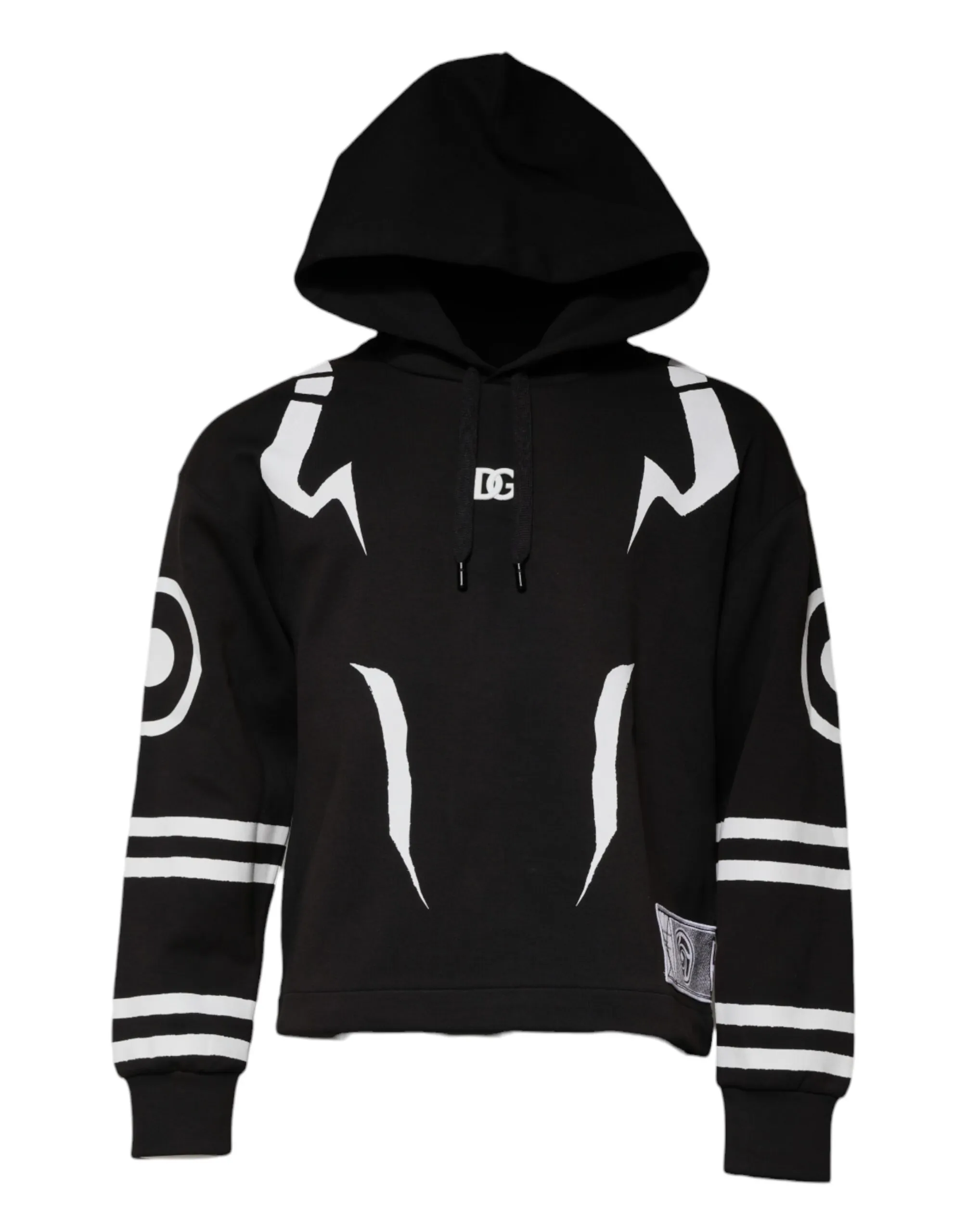 Dolce & Gabbana Men's Black White Logo Hooded Sweatshirt Sweater