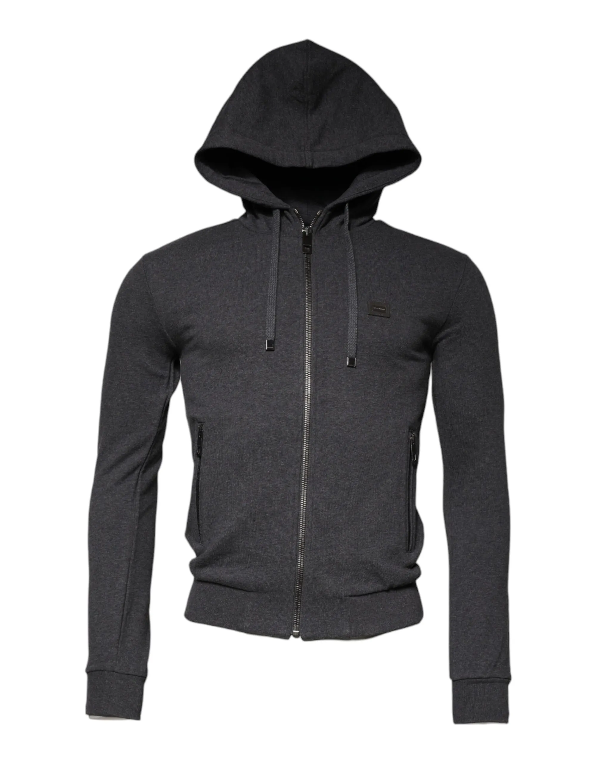 Dolce & Gabbana Men's Gray Logo Full Zip Hooded Sweatshirt Sweater