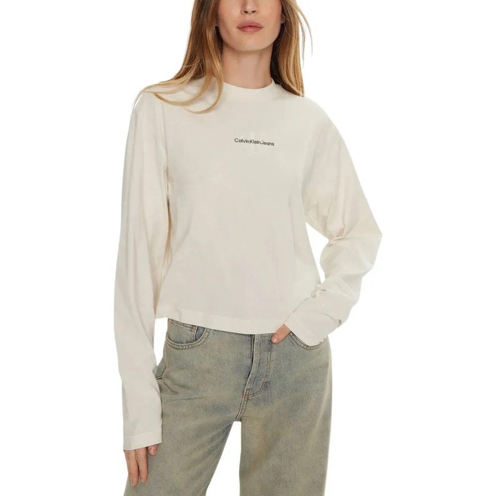 Calvin Klein Jeans Women's Cream Cotton Tops & T-Shirt