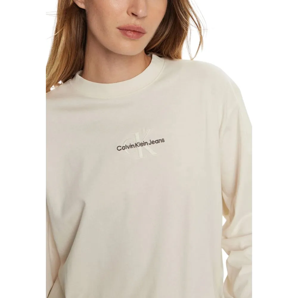 Calvin Klein Jeans Women's Cream Cotton Tops & T-Shirt