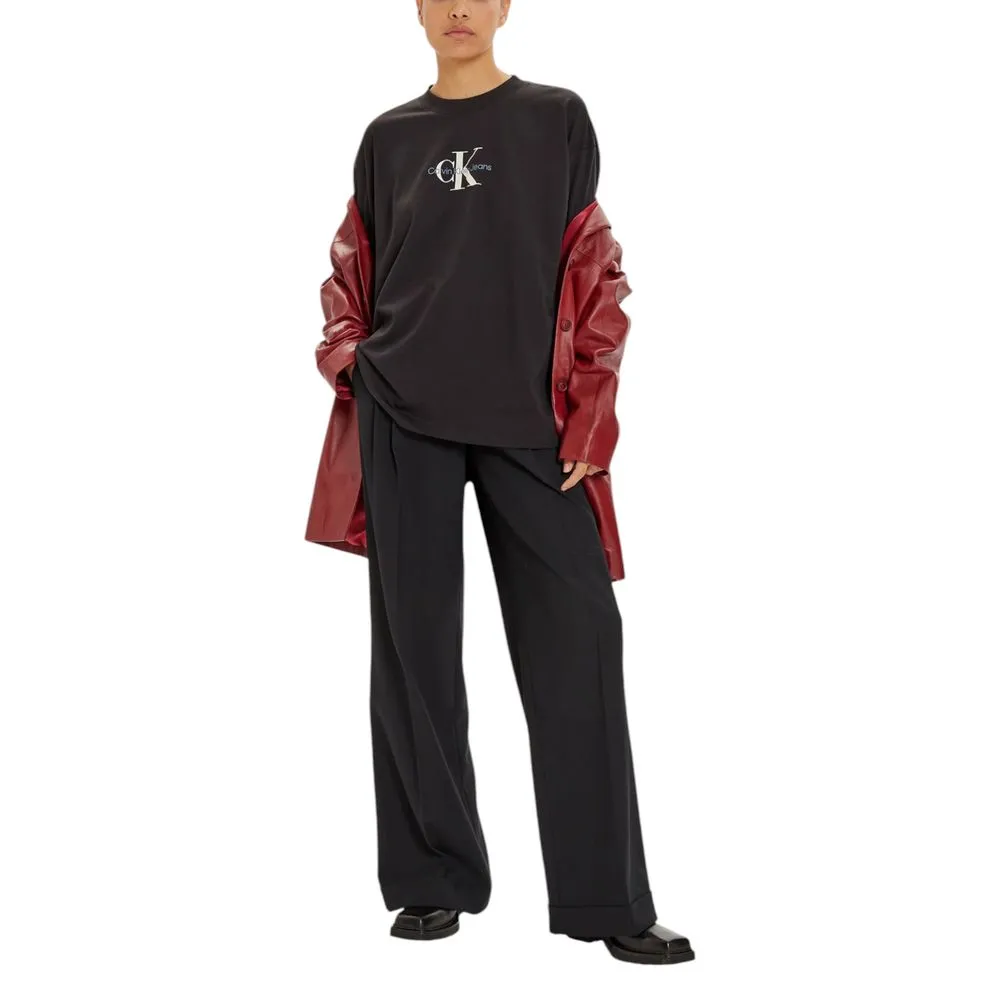 Calvin Klein Jeans Women's Black Cotton Tops & T-Shirt