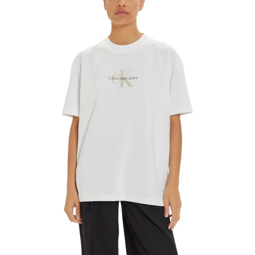 Calvin Klein Jeans Women's White Cotton Tops & T-Shirt
