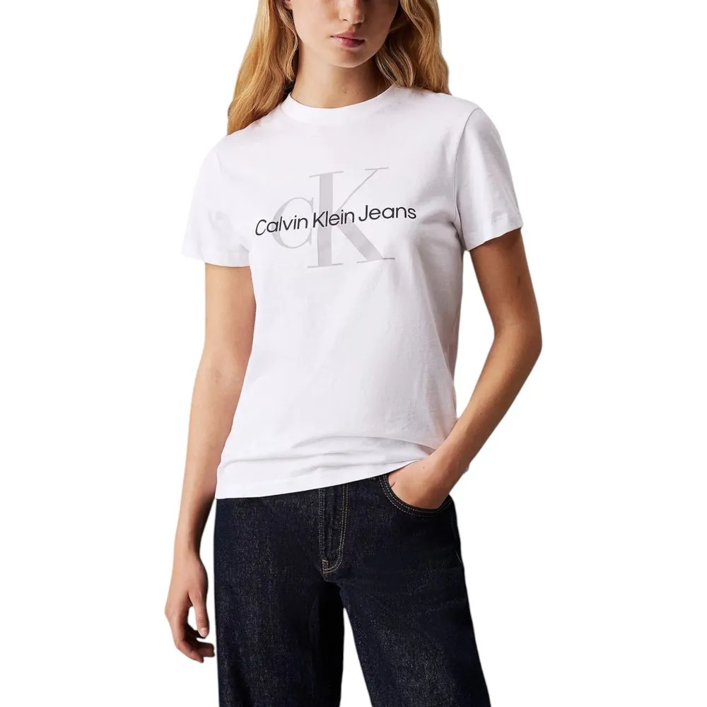 Calvin Klein Jeans Women's White Cotton Tops & T-Shirt