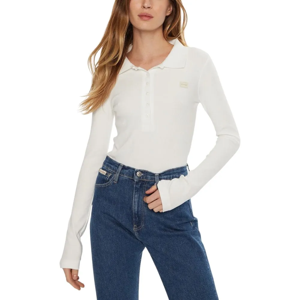 Calvin Klein Jeans Women's White Cotton Cotton Tops & T-Shirt