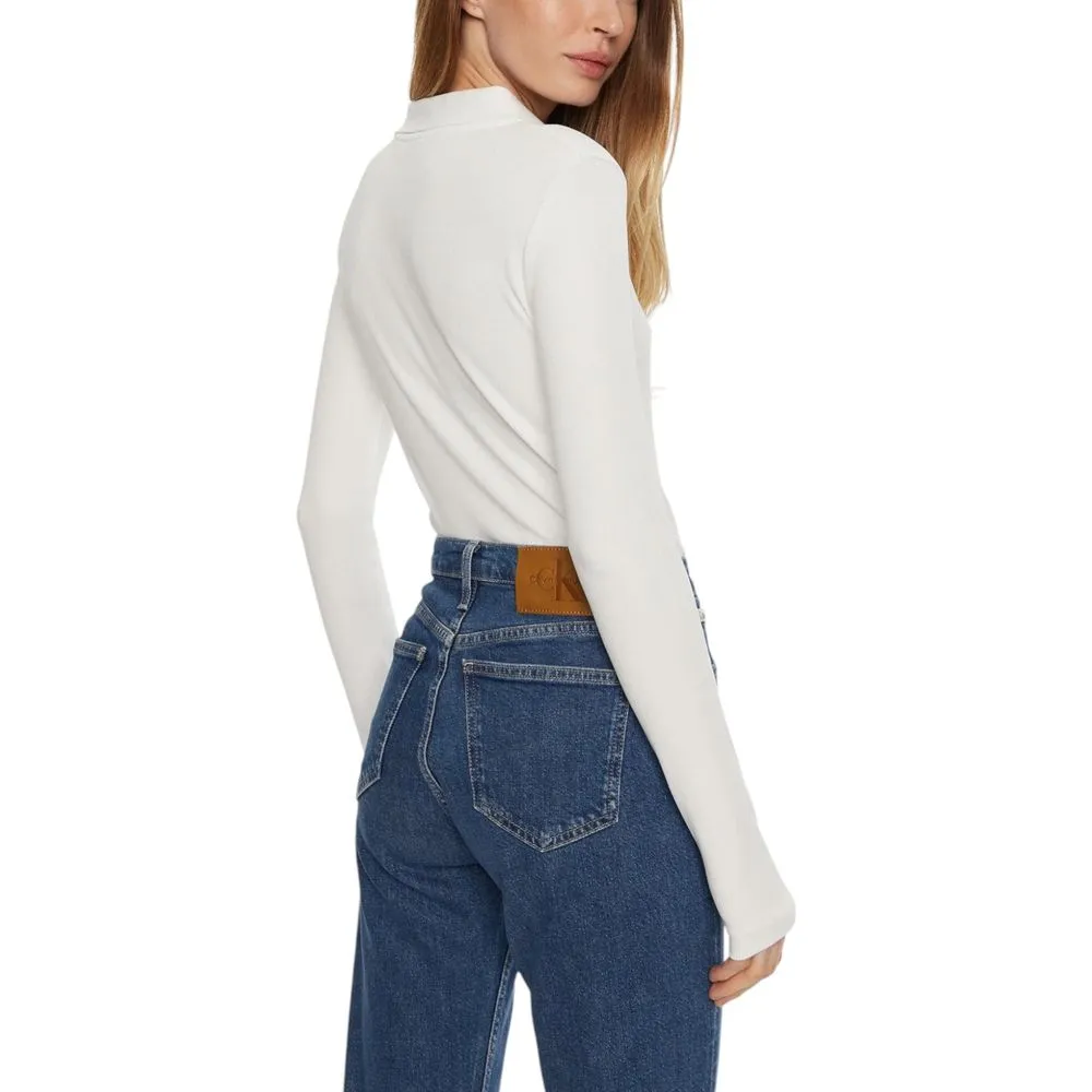 Calvin Klein Jeans Women's White Cotton Cotton Tops & T-Shirt