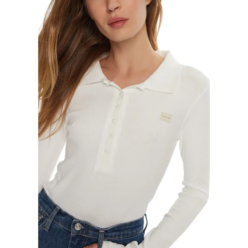 Calvin Klein Jeans Women's White Cotton Cotton Tops & T-Shirt