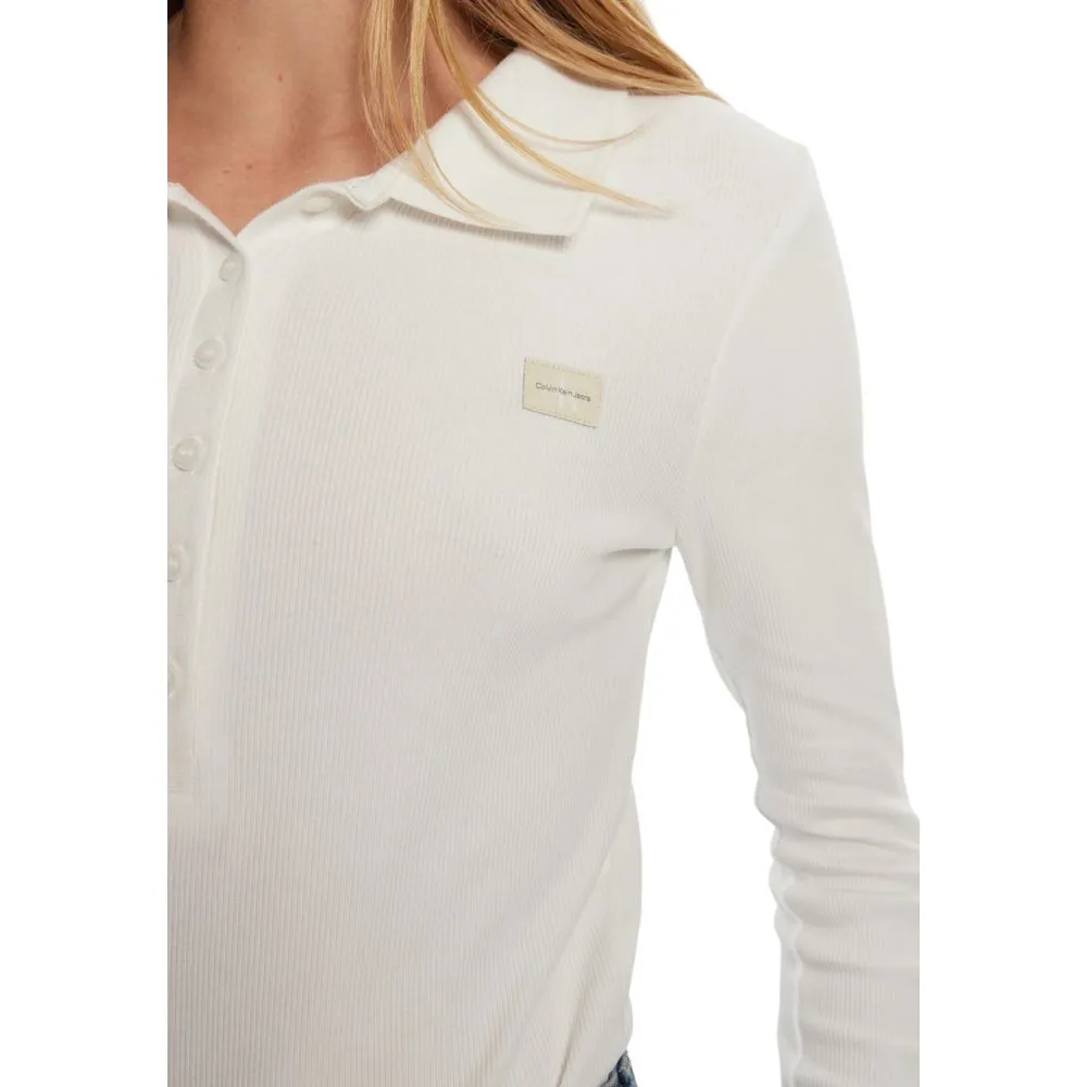 Calvin Klein Jeans Women's White Cotton Cotton Tops & T-Shirt