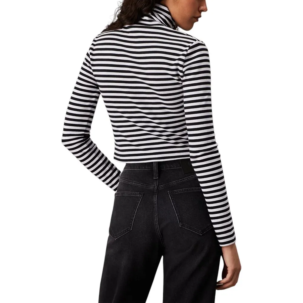 Calvin Klein Jeans Women's Black And White Cotton Tops & T-Shirt