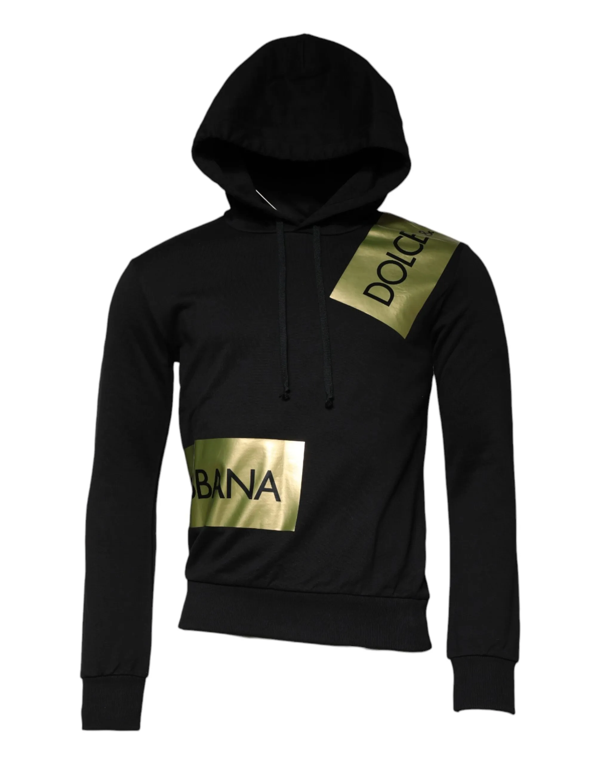 Dolce & Gabbana Men's Black Gold Hooded Cotton Pullover Sweater