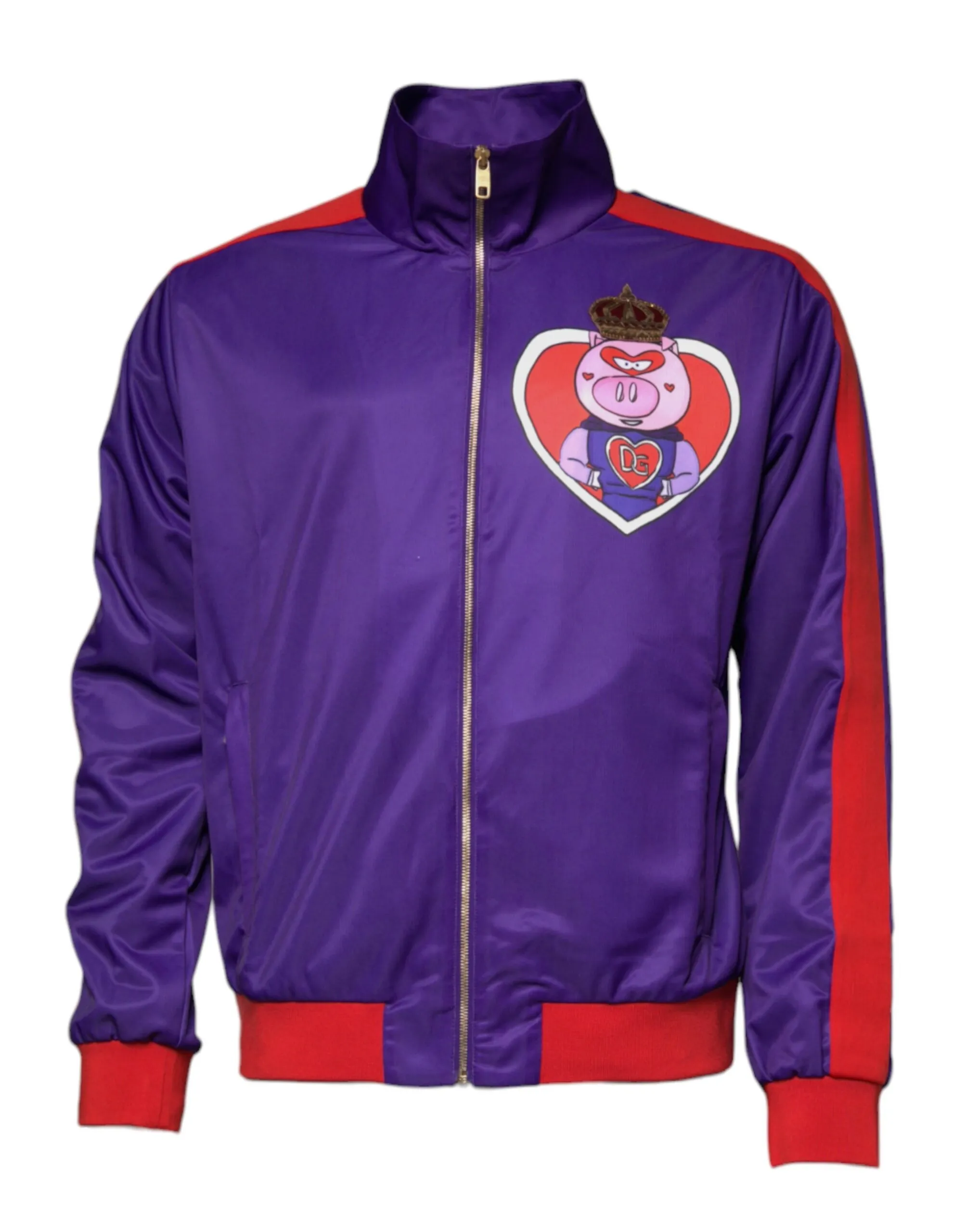 Dolce & Gabbana Men's Purple Year Of The Pig Full Zip Bomber Sweater
