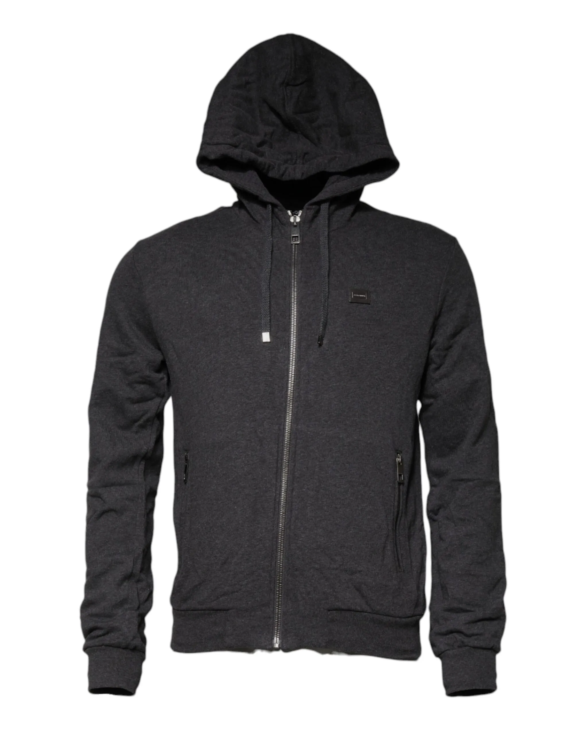 Dolce & Gabbana Men's Gray Logo Full Zip Hooded Sweatshirt Sweater