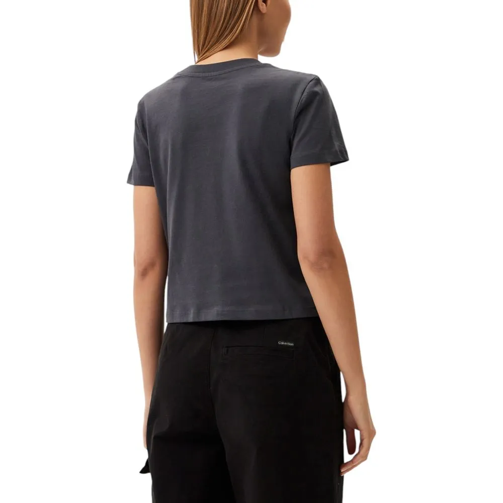 Calvin Klein Jeans Women's Gray Cotton Tops & T-Shirt
