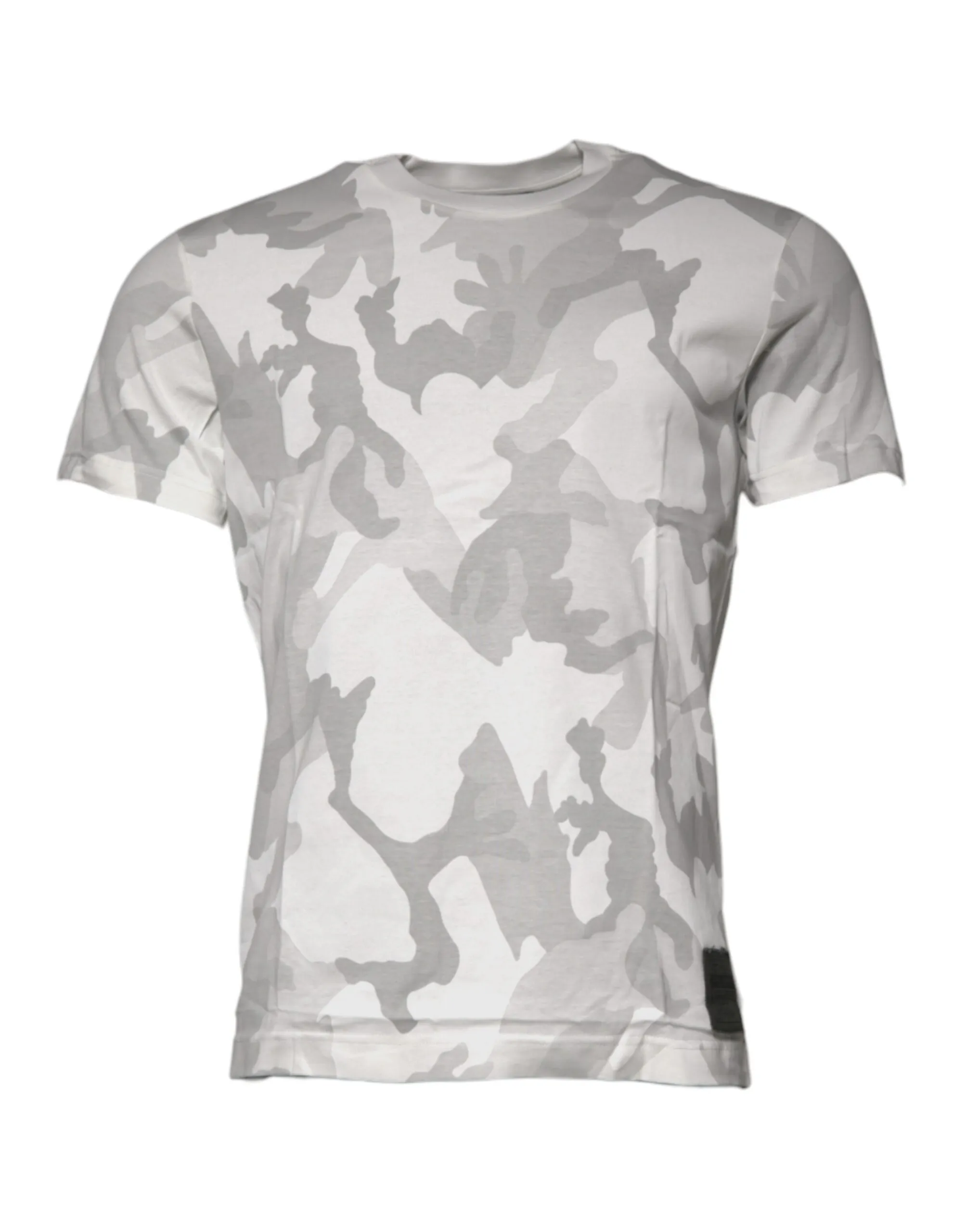 Dolce & Gabbana Men's White Gray Camouflage Cotton Crew Neck T-shirt