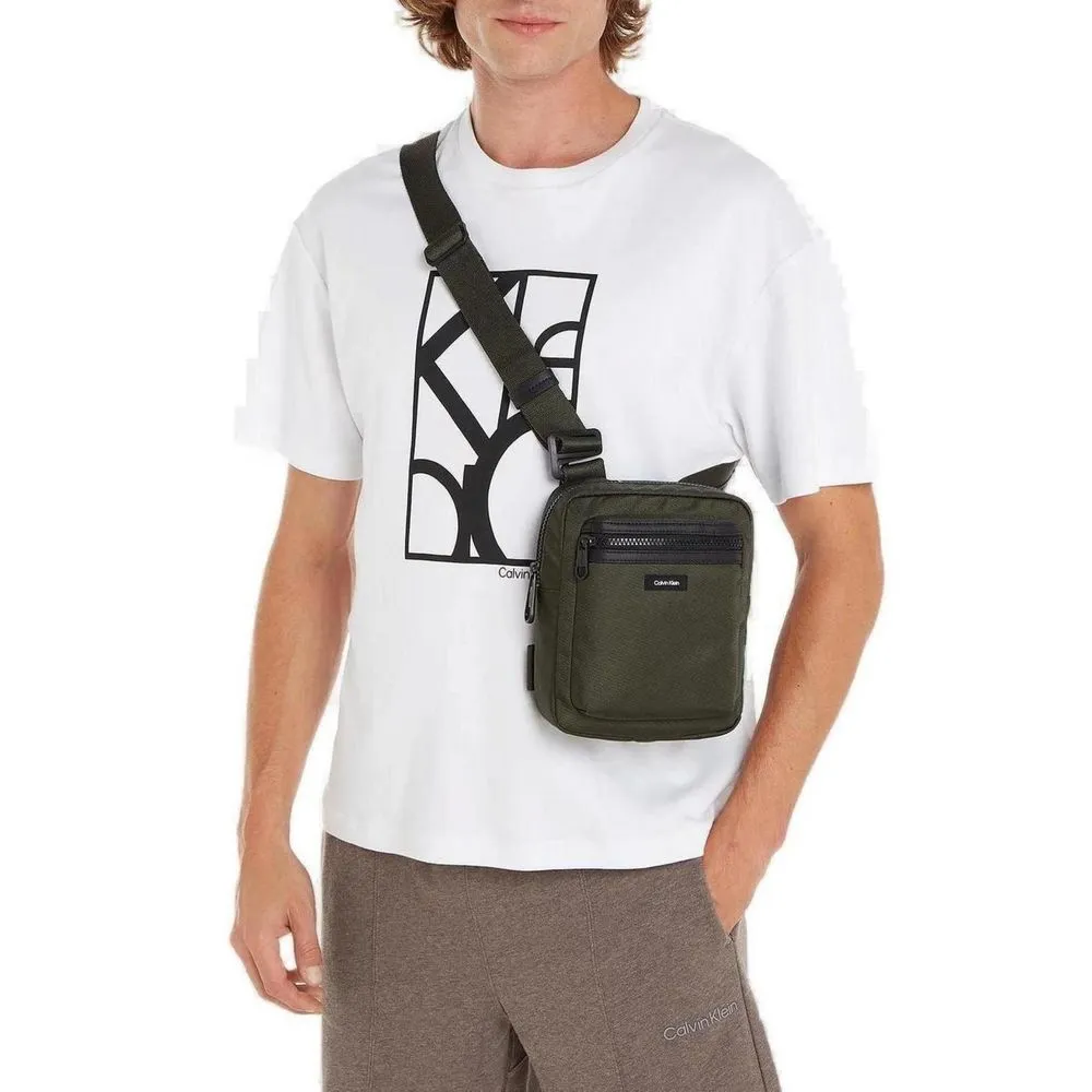 Calvin Klein Men's Green Recycled Polyester Messenger Bag