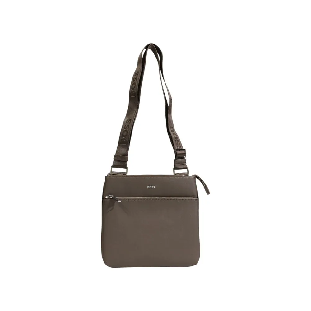 Hugo Boss Men's Green Leather Messenger Bag