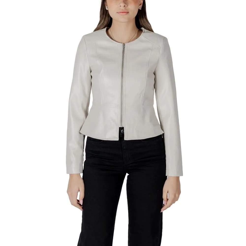 Only Women's Cream Polyethylene Jackets & Coat