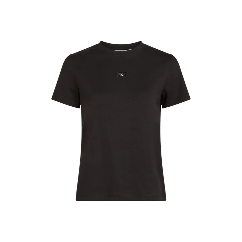Calvin Klein Jeans Women's Black Cotton Rigenerato Tops & T-Shirt