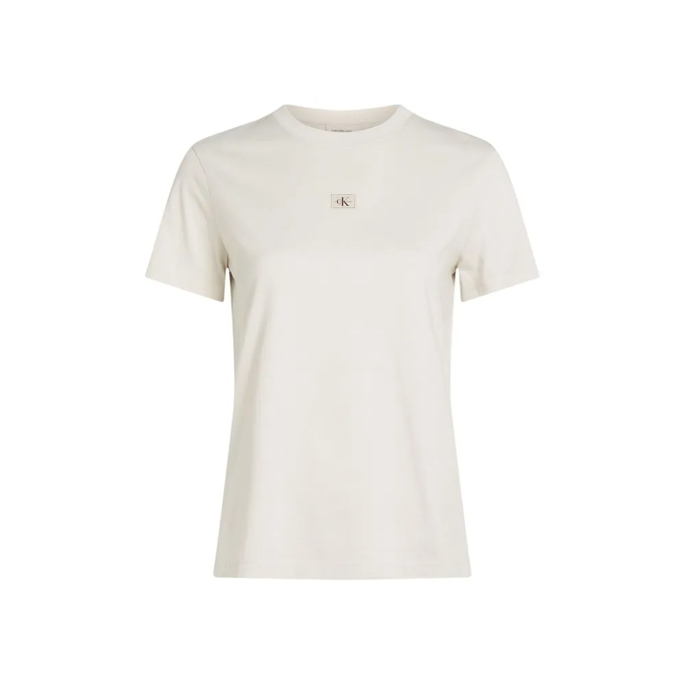 Calvin Klein Jeans Women's Beige Cotton Rigenerato Tops & T-Shirt