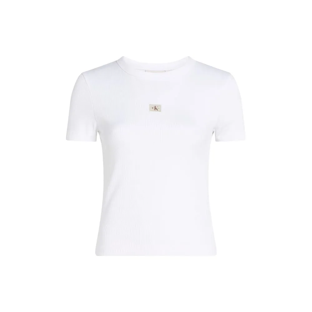 Calvin Klein Jeans Women's White Cotton Rigenerato Tops & T-Shirt