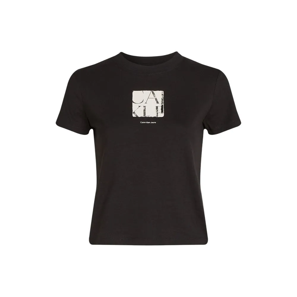 Calvin Klein Jeans Women's Black Cotton Rigenerato Tops & T-Shirt