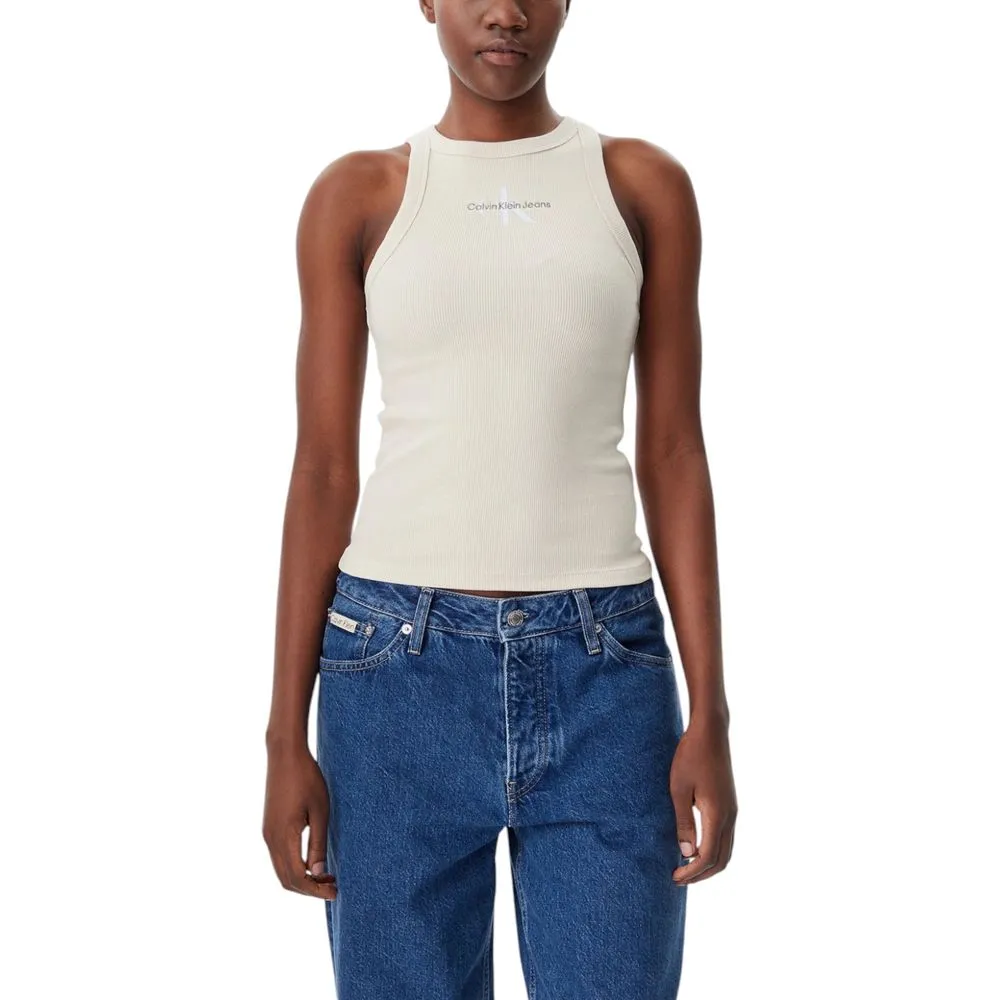Calvin Klein Jeans Women's Beige Cotton Rigenerato Tops & T-Shirt