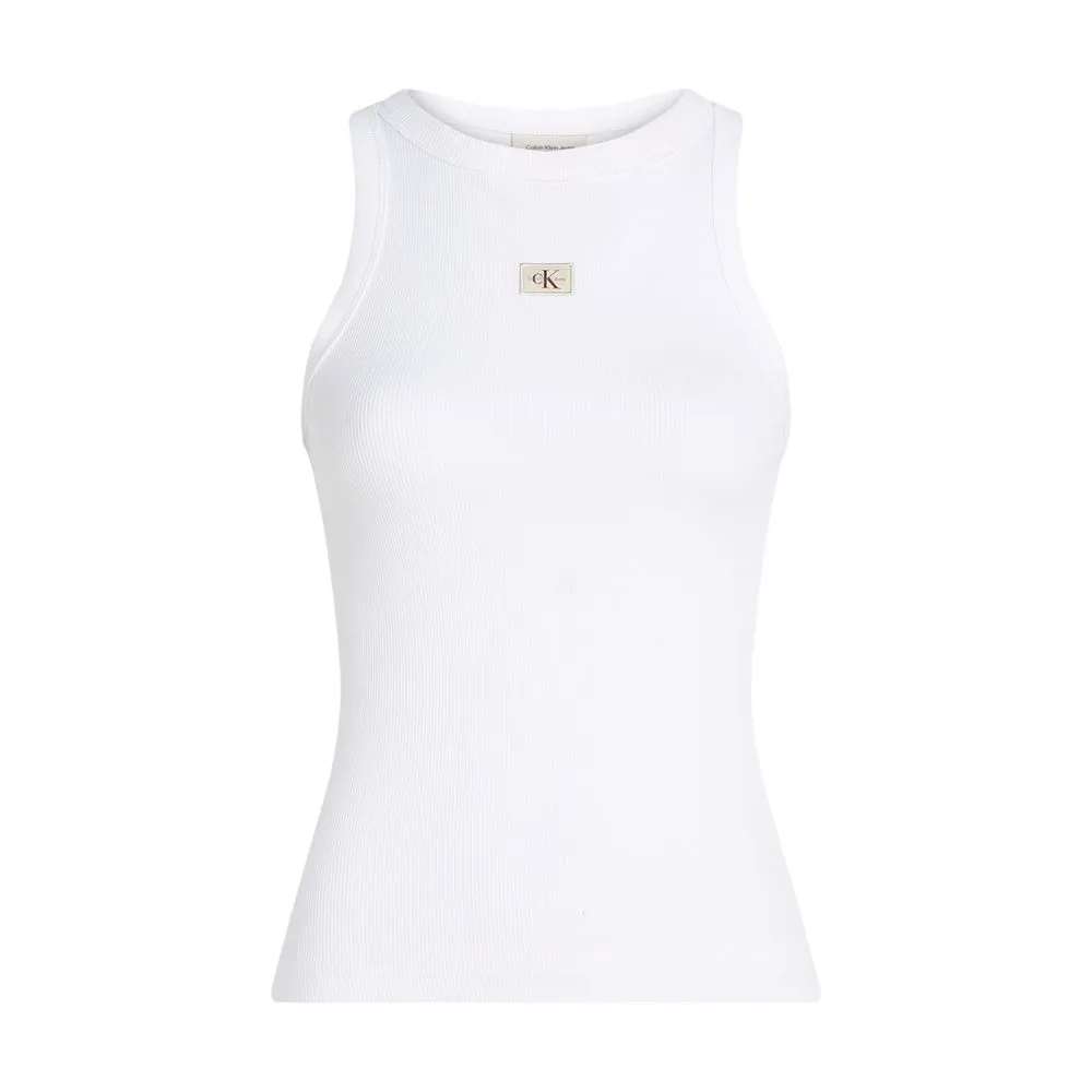 Calvin Klein Jeans Women's White Cotton Rigenerato Tops & T-Shirt