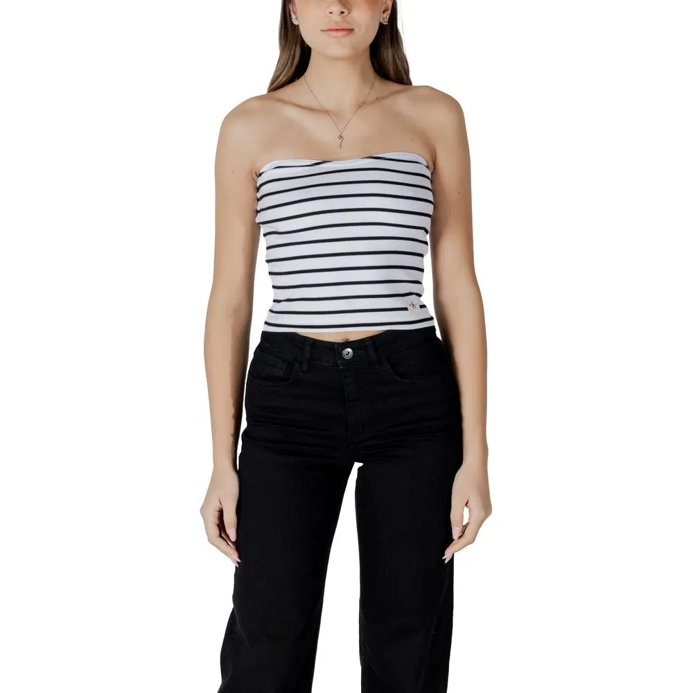 Calvin Klein Jeans Women's White Cotton Rigenerato Tops & T-Shirt