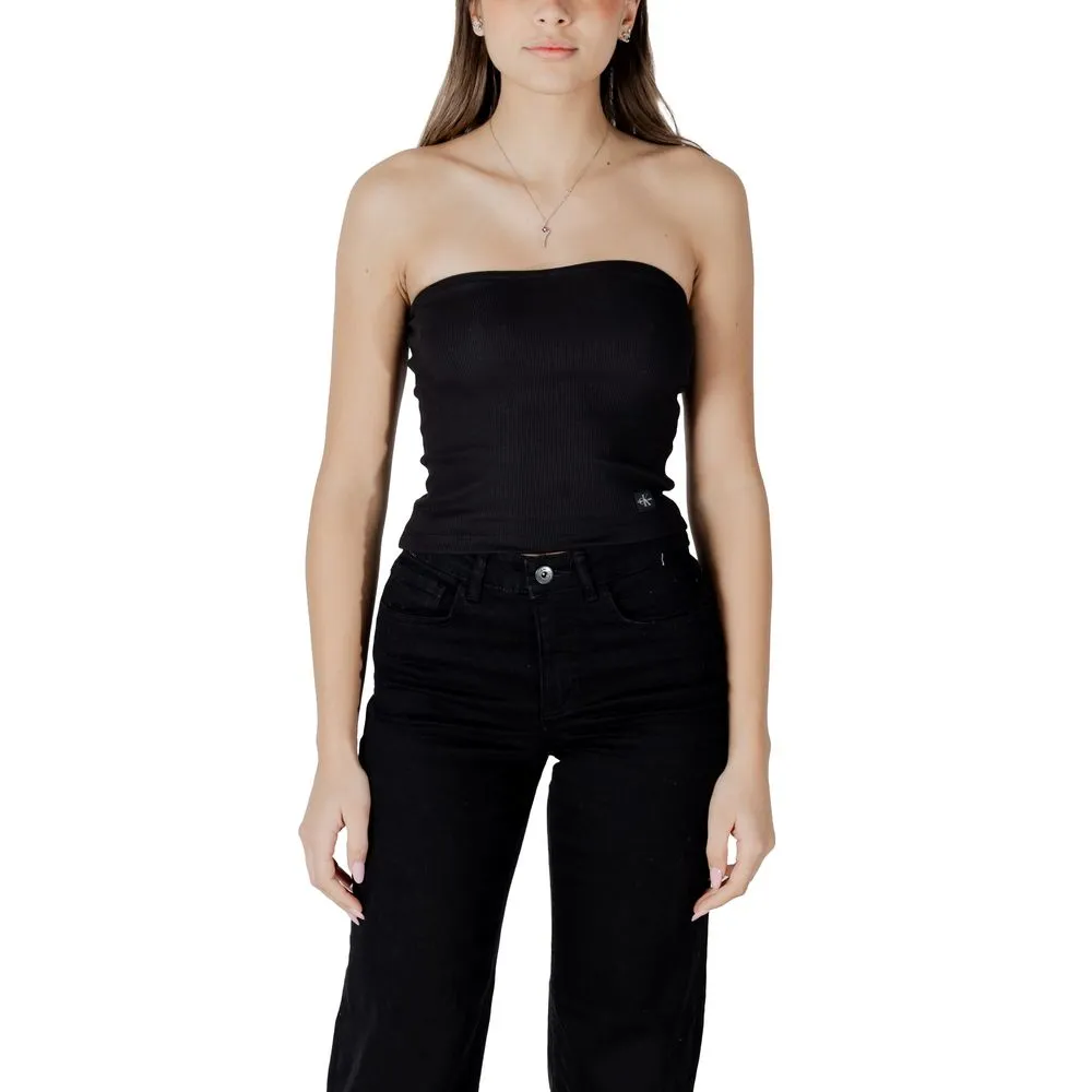 Calvin Klein Jeans Women's Black Cotton Rigenerato Tops & T-Shirt