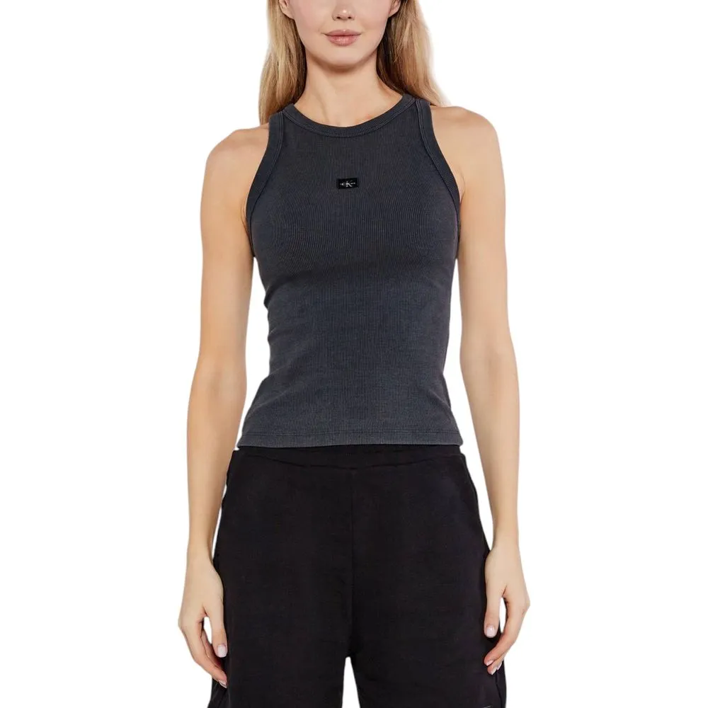 Calvin Klein Jeans Women's Gray Cotton Rigenerato Tops & T-Shirt