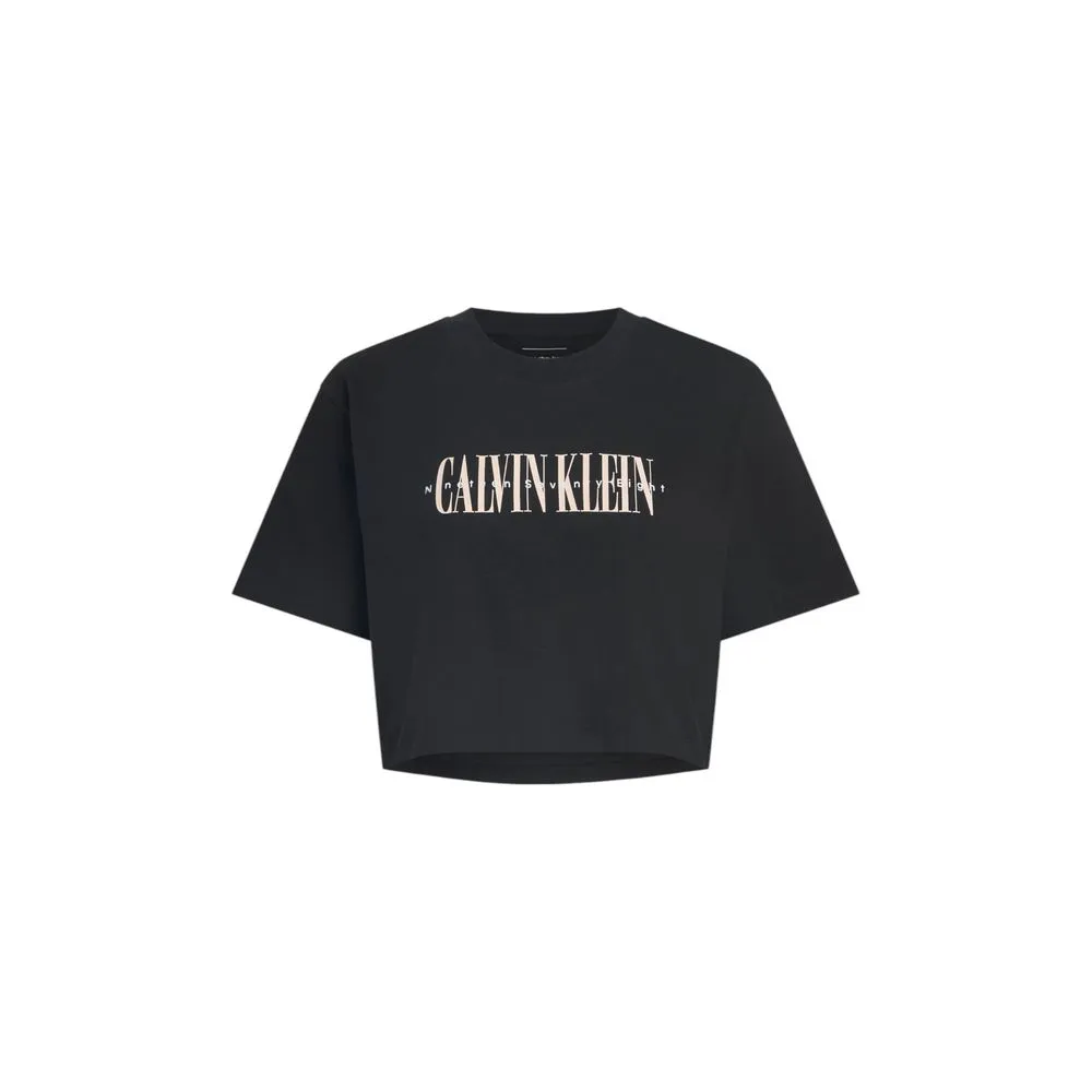 Calvin Klein Jeans Women's Black Cotton Rigenerato Tops & T-Shirt