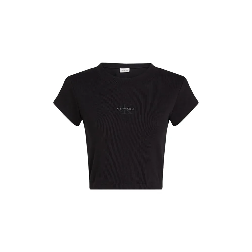 Calvin Klein Jeans Women's Black Cotton Tops & T-Shirt