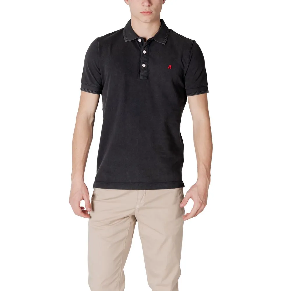 Replay Men's Black Cotton Polo Shirt