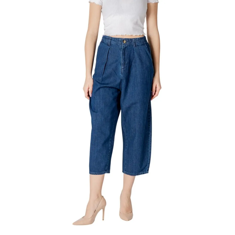 Only Women's Blue Cotton Jeans & Pant